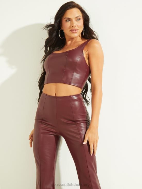 GUESS Mystic Wine 8ZX4F1409 Sabella Faux-Leather Top