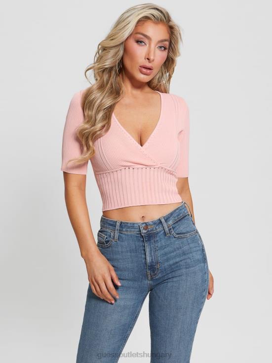 GUESS Peach Creme 8ZX4F974 Soft Bandage V-Neck Top