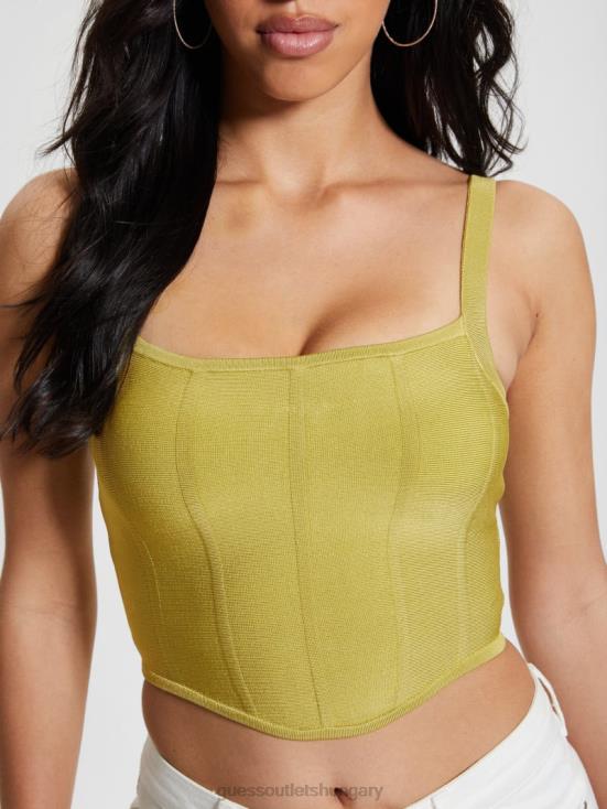 GUESS Perpetual Green 8ZX4F958 Oasis Mirage Corset Crop Top