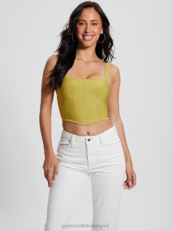 GUESS Perpetual Green 8ZX4F958 Oasis Mirage Corset Crop Top