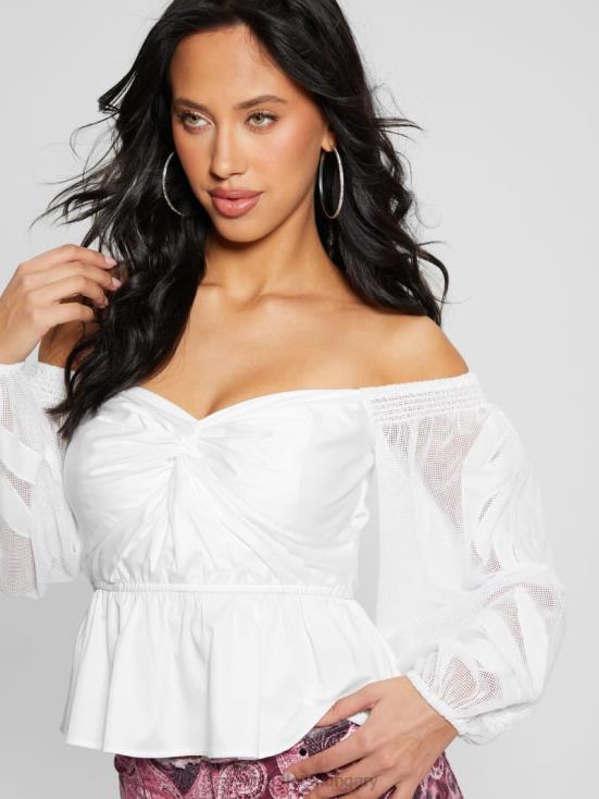 GUESS Pure White 8ZX4F1061 Emma Off-the-Shoulder Top