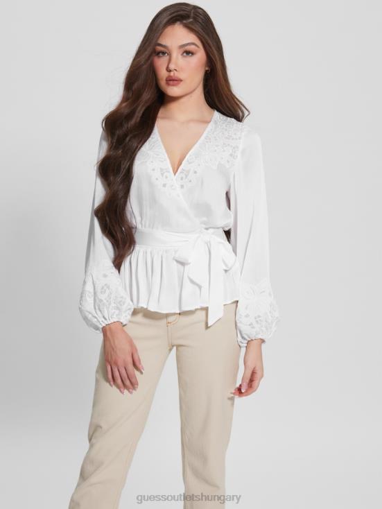 GUESS Pure White 8ZX4F1679 Eco Adora Wrap Top