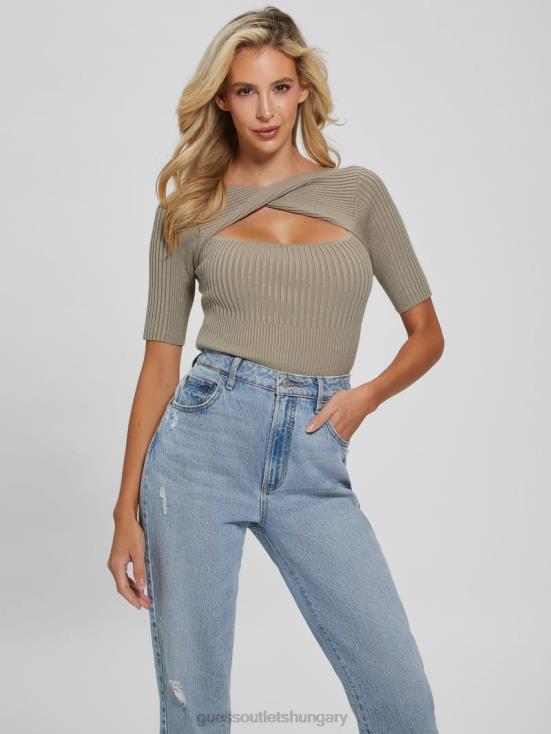 GUESS Sage Leaf 8ZX4F1629 Eco Aysha Reversible Sweater Top