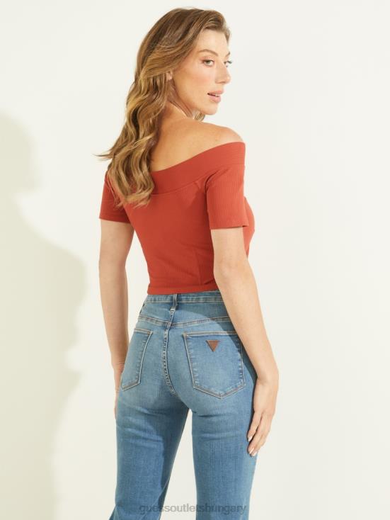 GUESS Sonoran Red 8ZX4F1445 Eco Binash Off-the-Shoulder Top