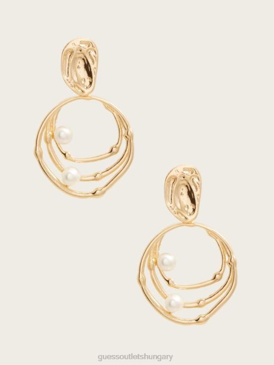 GUESS Gold 8ZX4F3860 Pearl Orbital Doorknocker Earring