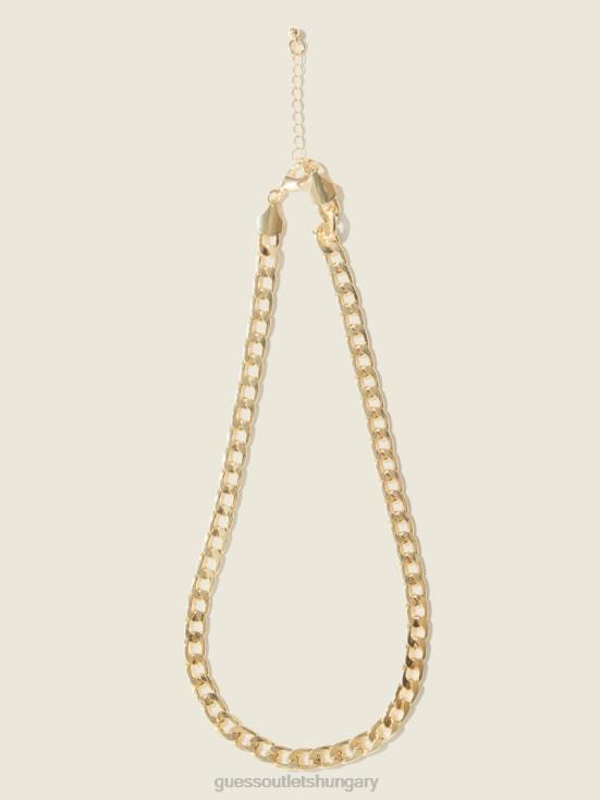 GUESS Silver/Gold 8ZX4F3858 14K Gold-Plated Curb Chain Necklace
