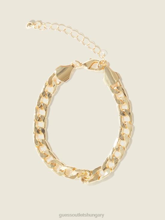 GUESS Silver/Gold 8ZX4F3867 14K Gold-Plated Curb Chain Bracelet