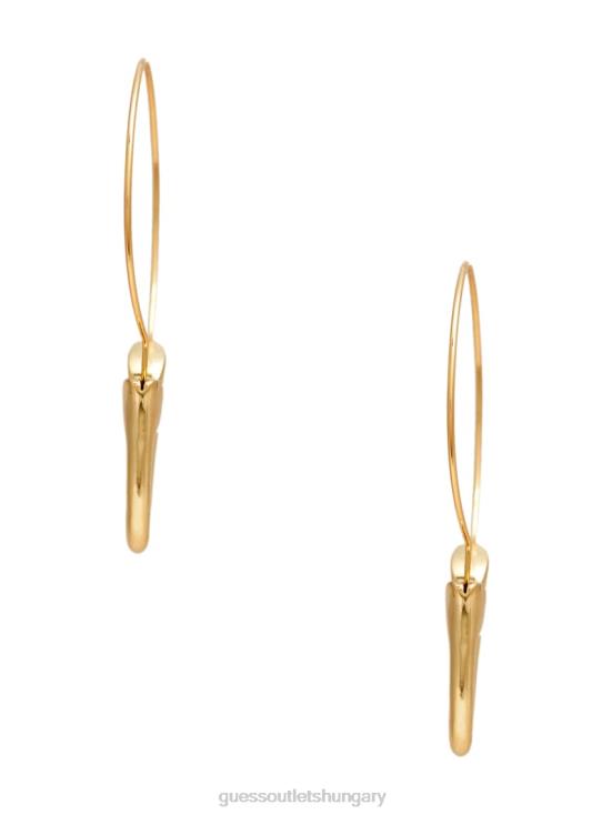 GUESS Silver/Gold 8ZX4F3868 14K Gold-Plated Hook Hoop Earring