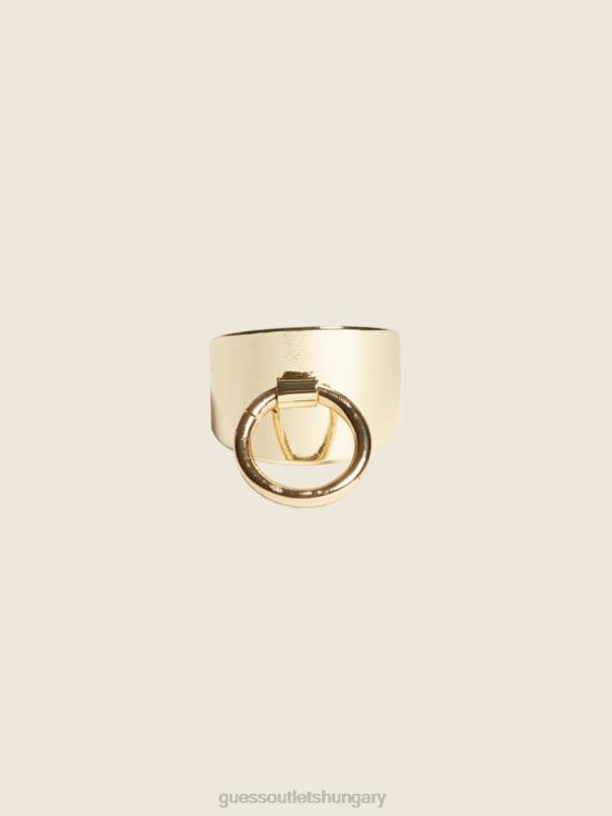 GUESS Silver/Gold 8ZX4F3886 14K Gold-Plated Toggle Ring