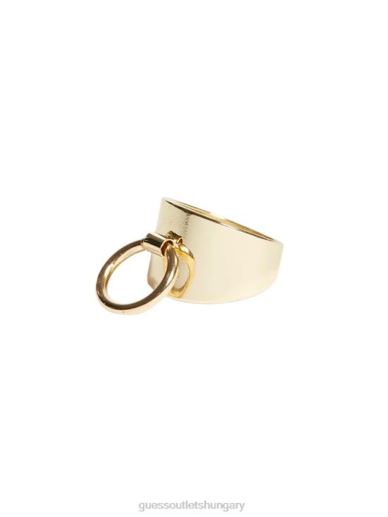 GUESS Silver/Gold 8ZX4F3886 14K Gold-Plated Toggle Ring