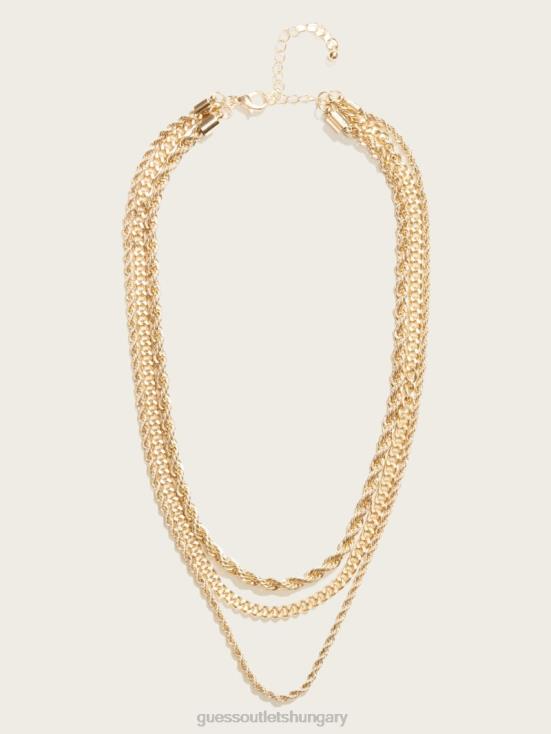 GUESS Silver/Gold 8ZX4F3895 14K Gold-Plated Layered Necklace