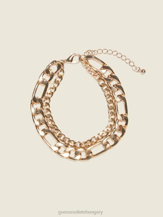 GUESS Silver/Gold 8ZX4F3898 14K Gold-Plated Curb-Link Layered Anklet