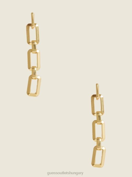 GUESS Silver/Gold 8ZX4F3899 14K Gold-Plated Link Drop Earring
