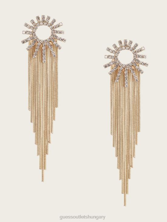 GUESS Silver/Gold 8ZX4F3904 14K Gold-Plated Sunburst Fringe Earring