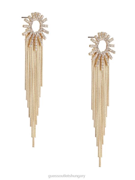 GUESS Silver/Gold 8ZX4F3904 14K Gold-Plated Sunburst Fringe Earring