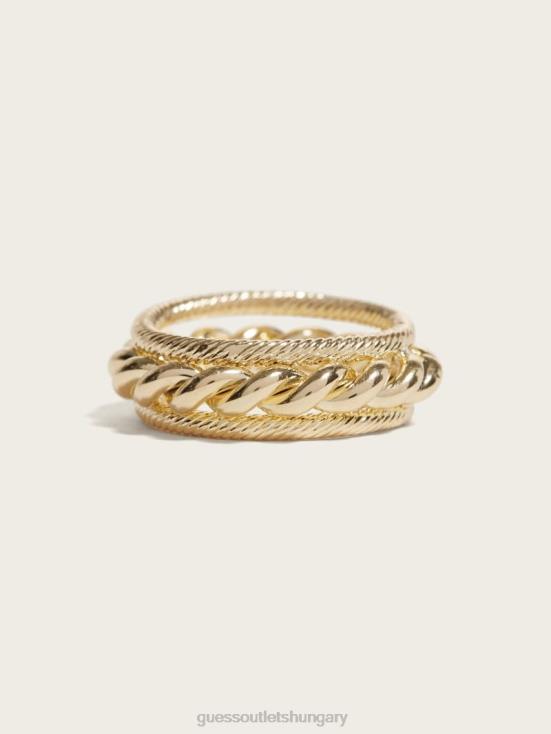 GUESS Silver/Gold 8ZX4F3911 Multi-Tone Braided Twist Ring