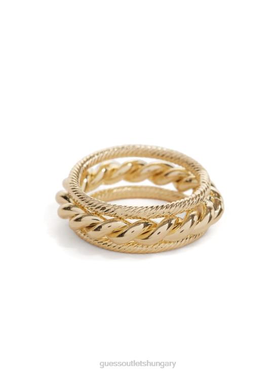 GUESS Silver/Gold 8ZX4F3911 Multi-Tone Braided Twist Ring