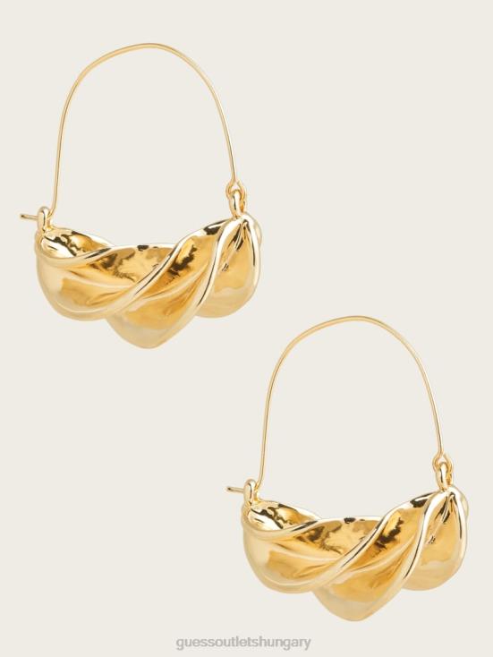 GUESS Silver/Gold 8ZX4F3916 14K Gold-Plated Twist Hoop Earring