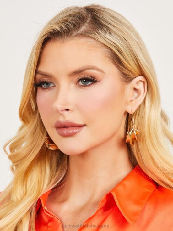 GUESS Silver/Gold 8ZX4F3916 14K Gold-Plated Twist Hoop Earring