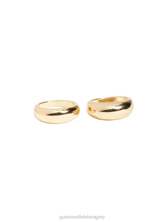 GUESS Silver/Gold 8ZX4F3927 14K Gold-Plated Dome Ring Set