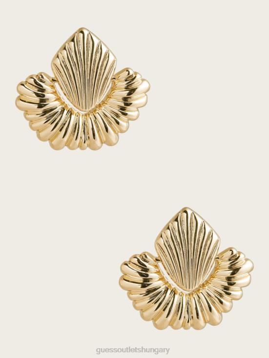 GUESS Silver/Gold 8ZX4F3932 14K Gold-Plated Textured Doorknocker Earring