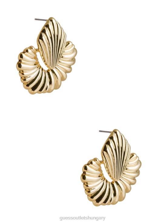 GUESS Silver/Gold 8ZX4F3932 14K Gold-Plated Textured Doorknocker Earring