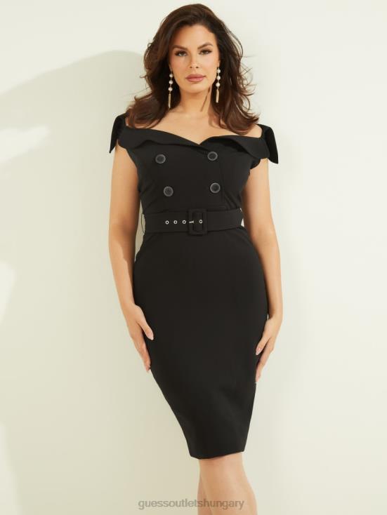 GUESS Black 8ZX4F743 Audrey Portrait Neck Dress