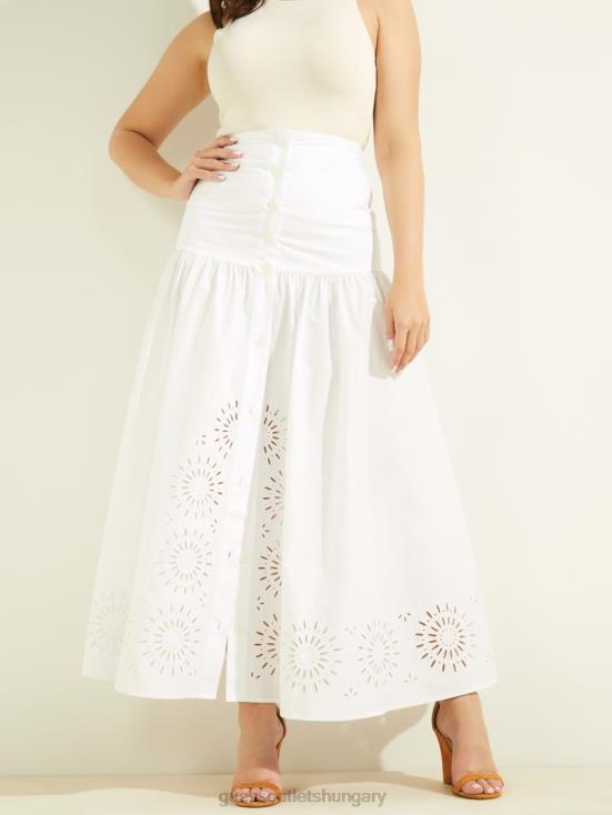 GUESS Blanc Pur 8ZX4F2359 Kaia Poplin Maxi Skirt