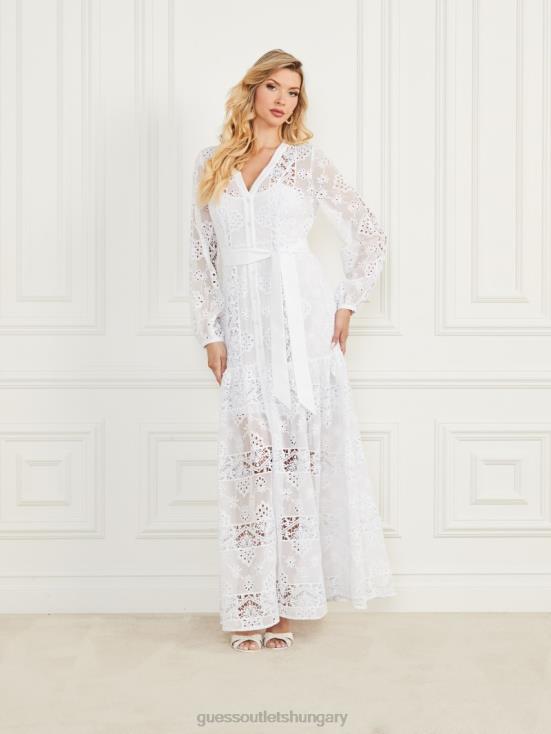 GUESS Blanc Pur 8ZX4F475 Cassandra Embroidered Dress