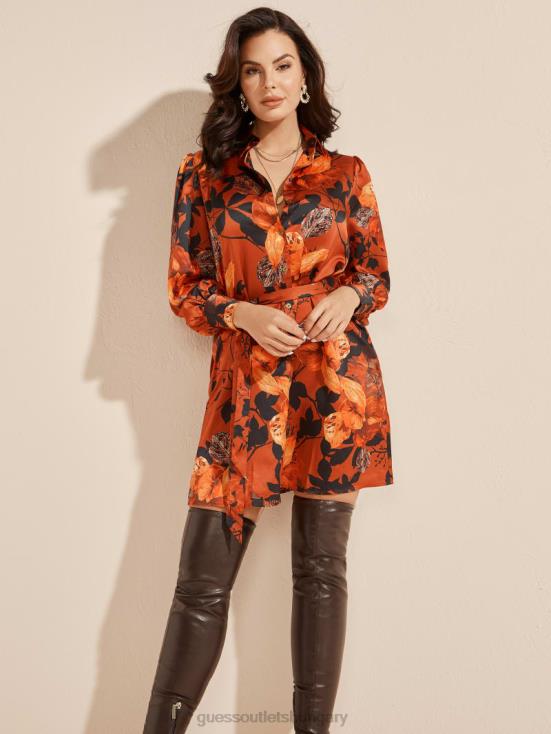 GUESS Falling Leaves 8ZX4F824 Swoon Printed Shirt Dress