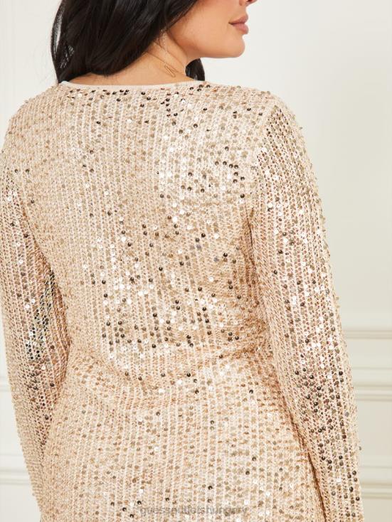 GUESS Fawn Taupe Multi 8ZX4F723 Let It Sequin Sweater Dress