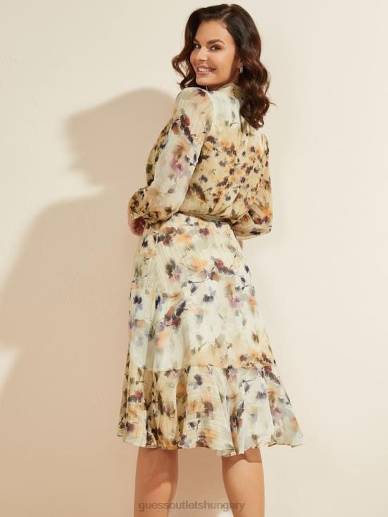 GUESS Floral Blush Print 8ZX4F867 Floral Blush Midi Dress