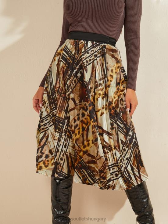 GUESS Leopard Lines 8ZX4F2321 Leopard Lines Pleated Skirt