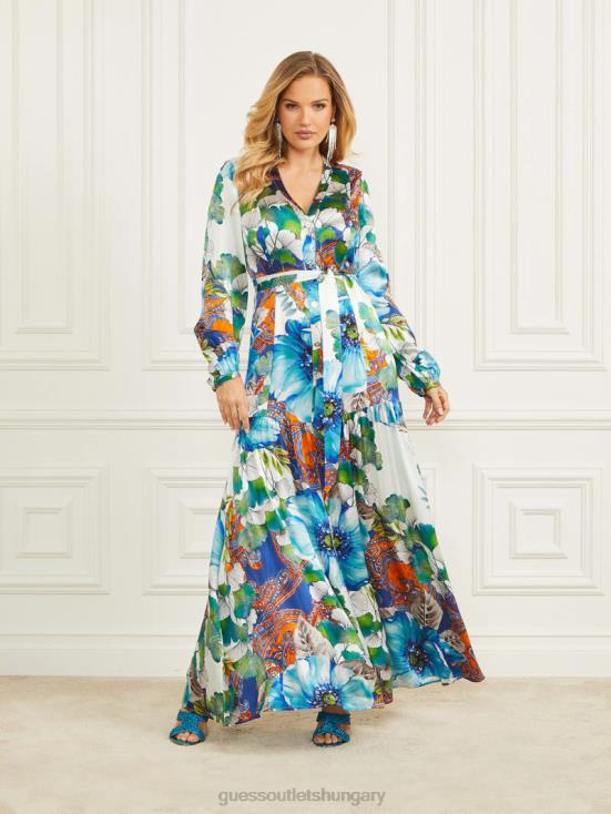 GUESS Lucky Charm Print 8ZX4F426 Lucky Charm Silk Maxi Dress