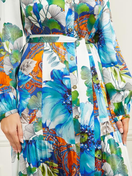 GUESS Lucky Charm Print 8ZX4F426 Lucky Charm Silk Maxi Dress