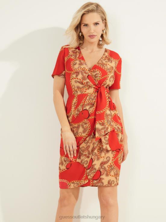 GUESS Paisley Chain Red 8ZX4F886 Paisley Chain Dress
