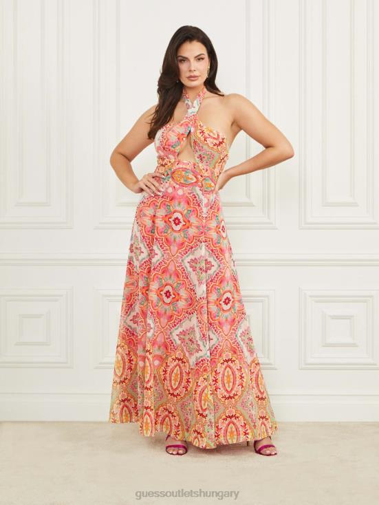 GUESS Talitha Tile Print 8ZX4F504 Normani Halter Maxi Dress