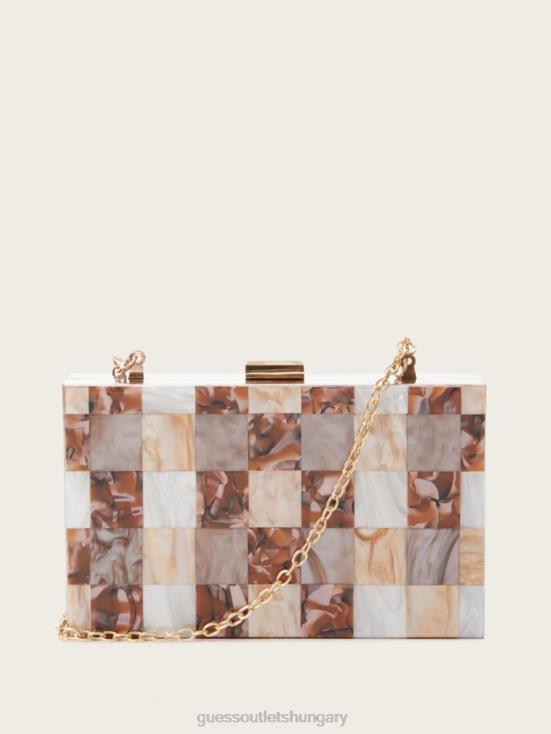 GUESS Ginger 8ZX4F2820 Checkered Ginger Lucite Clutch