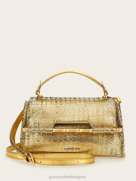 GUESS Silver/Gold 8ZX4F3273 Alia Textured Satchel