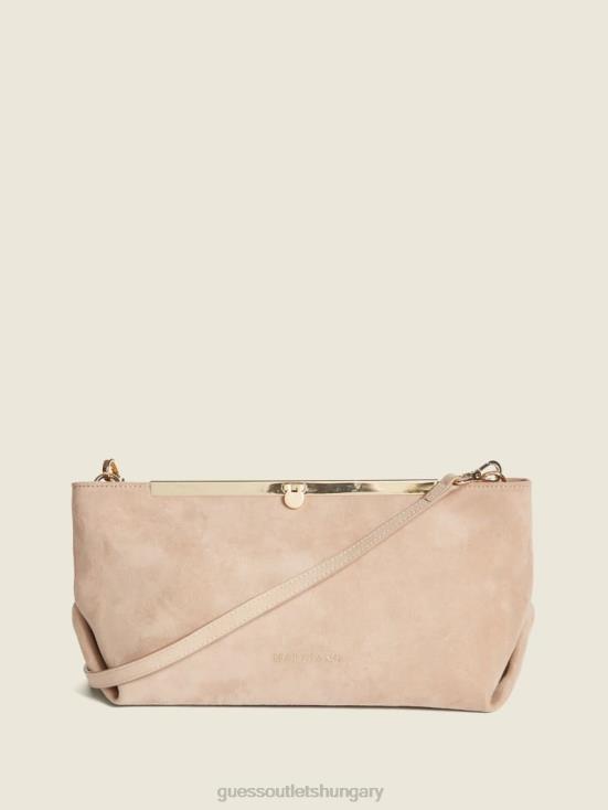 GUESS Taupe 8ZX4F3314 Soft Suede Leather Clutch