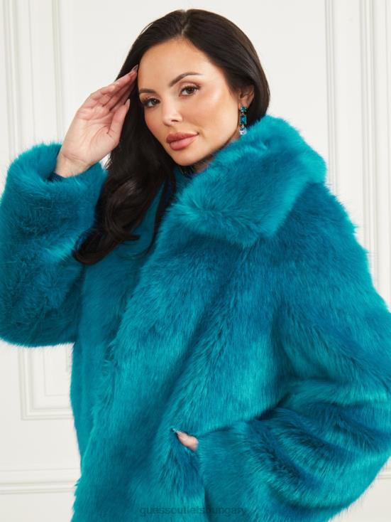 GUESS Bermuda Blue With Darker 8ZX4F1832 Gwenda Faux-Fur Jacket
