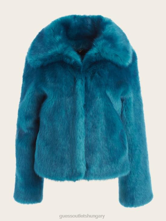 GUESS Bermuda Blue With Darker 8ZX4F1832 Gwenda Faux-Fur Jacket
