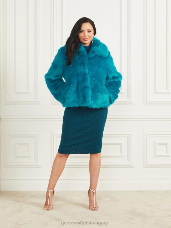 GUESS Bermuda Blue With Darker 8ZX4F1832 Gwenda Faux-Fur Jacket