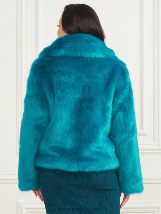 GUESS Bermuda Blue With Darker 8ZX4F1832 Gwenda Faux-Fur Jacket
