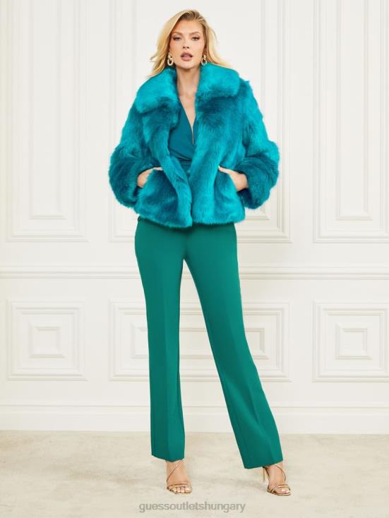 GUESS Bermuda Blue With Darker 8ZX4F1832 Gwenda Faux-Fur Jacket