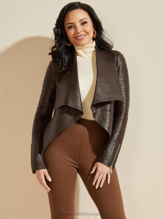 GUESS Burnt Wood Multi 8ZX4F1798 Shayna Drape Leather Jacket