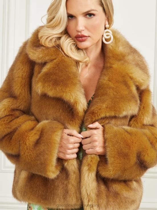 GUESS Camel 8ZX4F1896 New Gwenda Faux-Fur Jacket