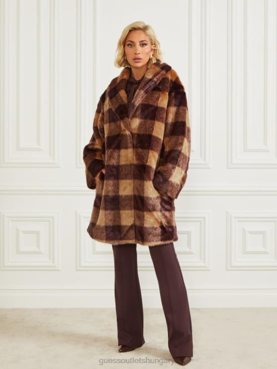 GUESS Camel And Dark Bourbon 8ZX4F1854 Rochelle Coat