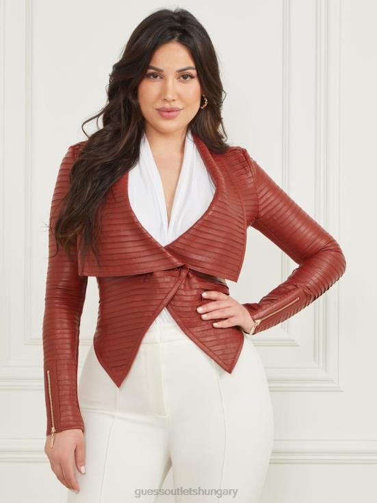 GUESS Dark Jam Red 8ZX4F1913 Shayna Drape Leather Jacket