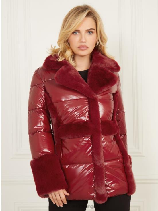 GUESS Dark Jam Red 8ZX4F1975 Bessie Puffer Coat